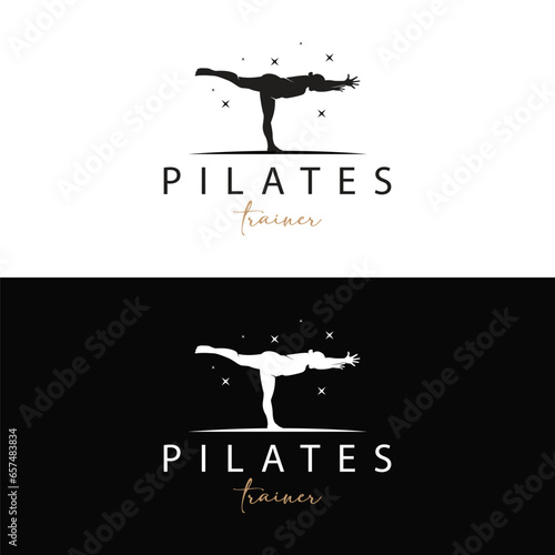 Pilates Pose Logo, Yoga Logo Design Vector Template Illustration