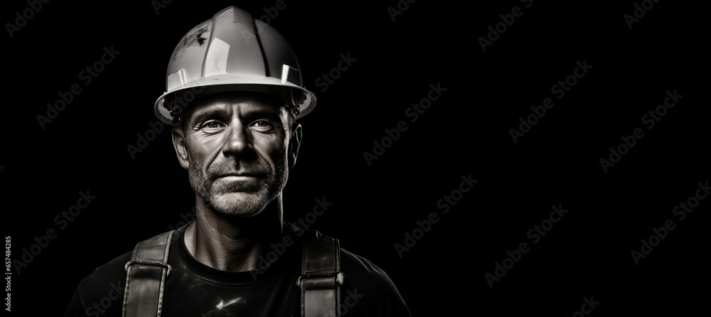 black portrait of a simple worker in construction.