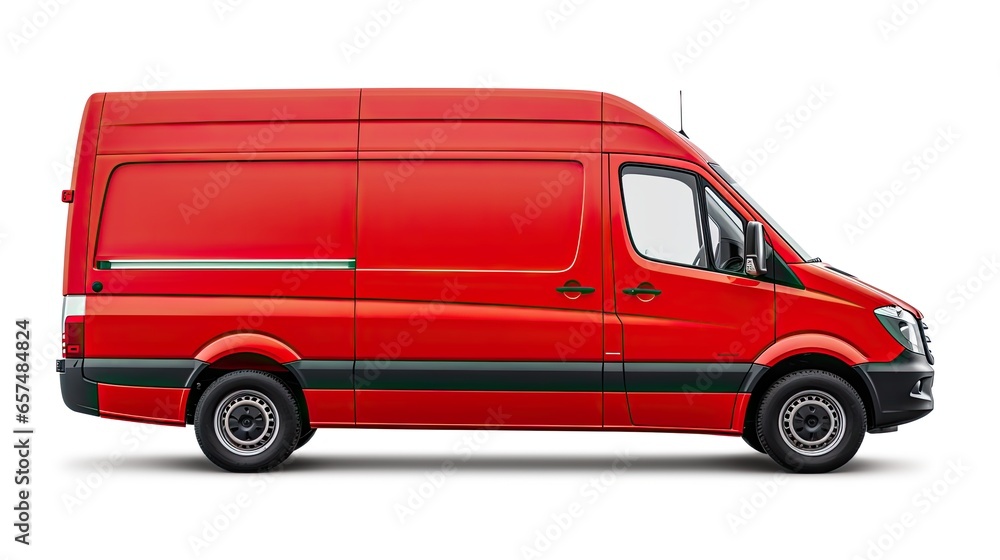 a red cargo van isolated on white background