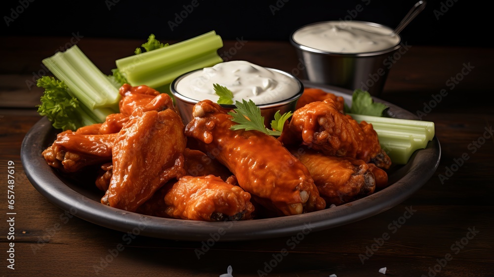 Crispy Buffalo Wings with Blue Cheese and Celery - A Delicious and Spicy Appetizer Crispy Buffalo Wings with Blue Cheese and Celery - A Delicious and Spicy Appetizer