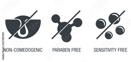 Sensitivity, Paraben free, Non-comedogenic icons