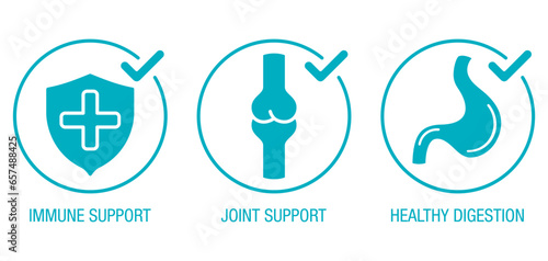 Immune and Joint Support, Healthy Digestion icons