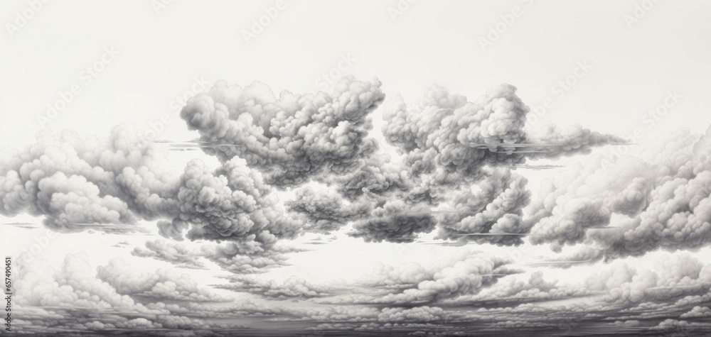 drawing black and white of clouds vector - obrazy, fototapety, plakaty 