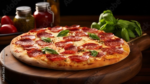 Delicious Pepperoni Pizza from a Traditional Italian Pizzeria with Stone-Baked Crust