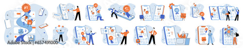 Bes application metaphor. Vector illustration. Quality control, diligent overseer ensuring application standards are never compromised Application score, numerical measure of applications success