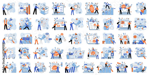 Promotion discount sale. Vector illustration. Forecast of future sales, pathfinder in wilderness of business uncertainties Flash sale online, unexpected treasure hunt for online shoppers Sales index