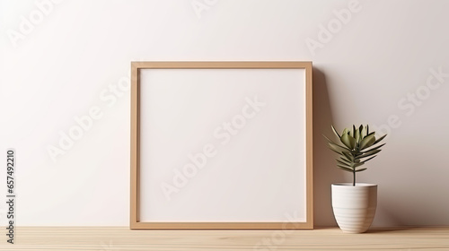 frame blank with plant on the table 