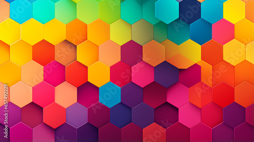 2d illustration colourful heptag elements seamless pattern