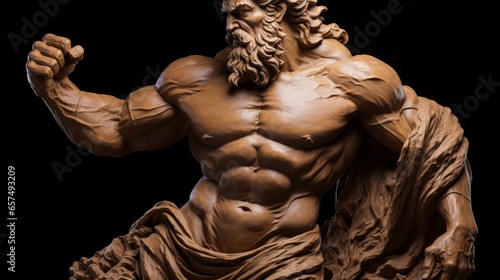 Sculpture of Hercules a brutal, muscular male, with a beard, the Greek hero. Olympian legendary fighter, Hercules, Figure. Art of an ancient mythological male fighter, portrait. photo