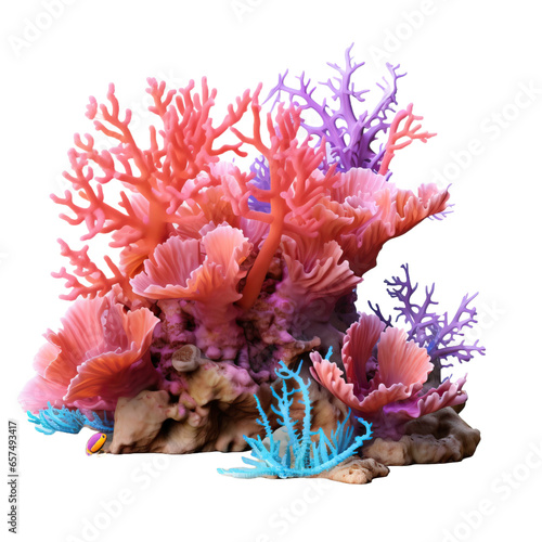 small coral reef , isolated on transparent background cutout