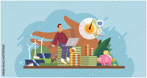 Wellbeing metaphor. Vector illustration. Support insurance, safety valve in volatile professional world Employee wellbeing, litmus test of caring organization Humcare, nurturing soil for positive work