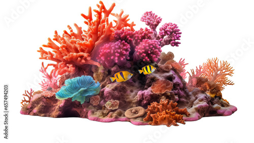 Fototapeta Naklejka Na Ścianę i Meble -  coral reef isolated PNG on transparent background cutout, generative ai