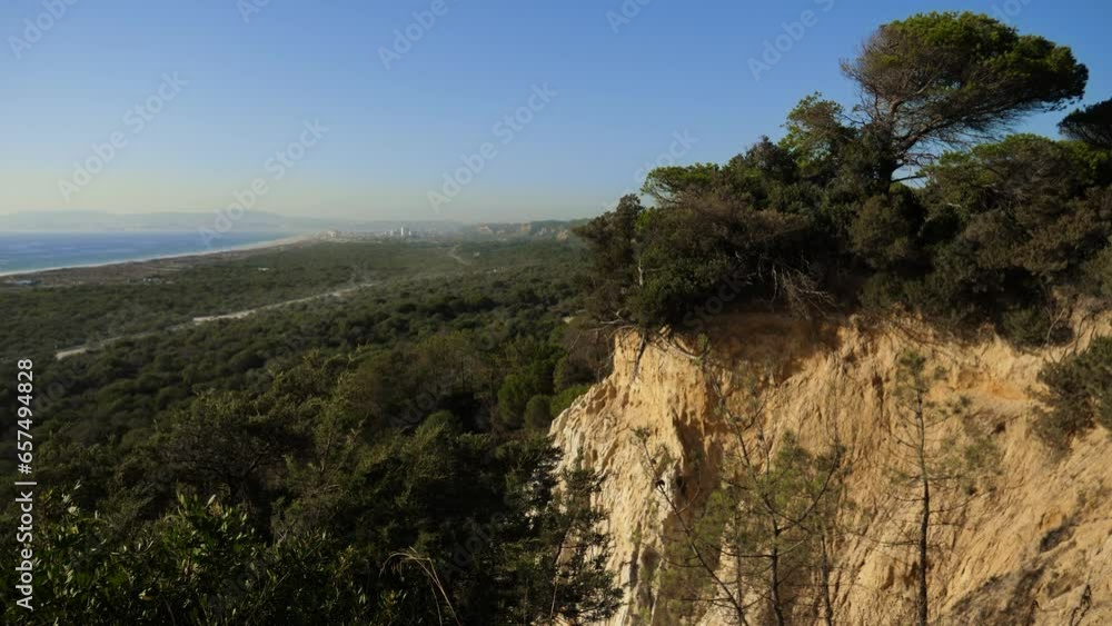 Coastal Cliff Landscape, Undergrowth Vegatation, Ocean and City in the Distance Coastal Cliff Landscape, Undergrowth Vegatation, Ocean and City in the Distance