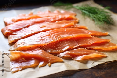 Wallpaper Mural thinly sliced smoked salmon on parchment paper Torontodigital.ca