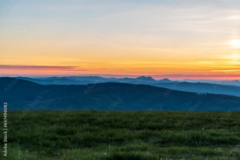 Daylight from Machna hill in Biele Karpaty mountains in Slovakia
