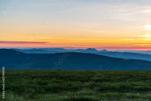 Daylight from Machna hill in Biele Karpaty mountains in Slovakia