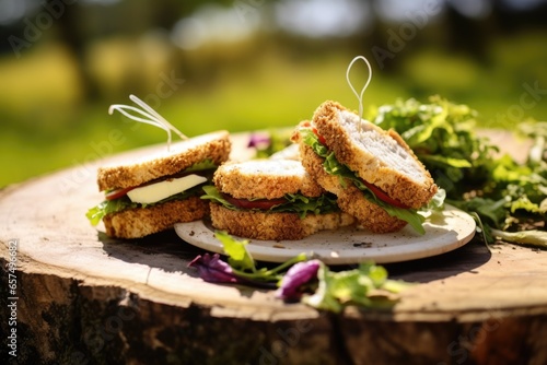 sandwich with falafel in natural outdoor surrounding
