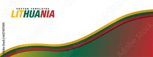 3D lithuanian Flag Banner with copy space and 3d Curacao flag ribbon. Silk lithuania banner design background. lithuania Flag template. Editable Vector Illustration