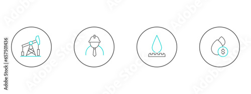 Oil. Gas. Minerals. A collection of linear icons. Vector.