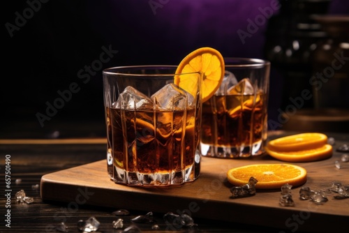 manhattan cocktail with a twist of orange peel