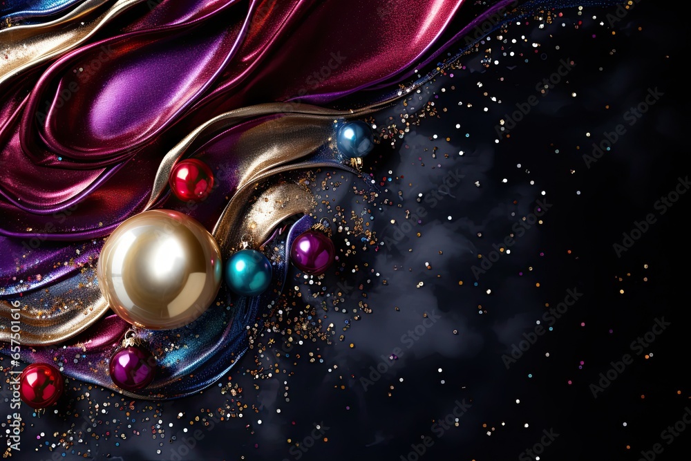 Christmas and New Year background made of balls and sparkles, with glitter and glamour, rich jewel colors. Christmas and New Year background made of balls and sparkles, with glitter and glamour, rich jewel colors.