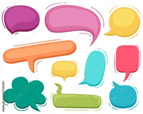 A collection of vector speech and thought communication bubbles