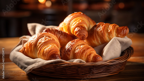 Lots of croissants in a basket photo