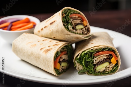 grilled veggie wrap with quinoa and feta cheese