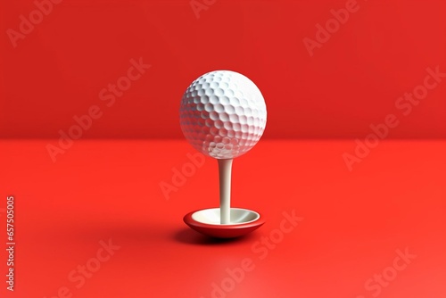 3D golf ball on red golf tee. Generative AI
