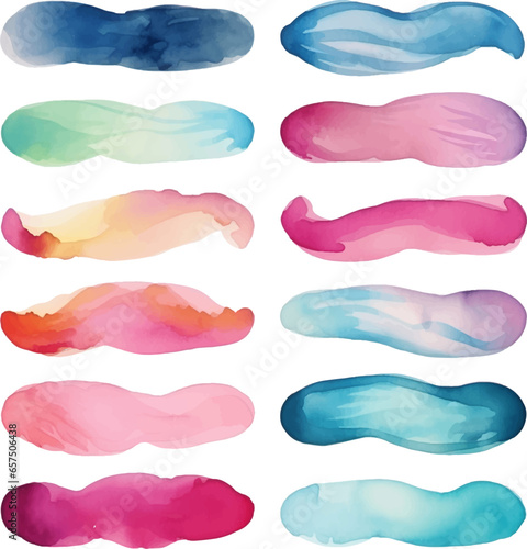 Multi-colored watercolors on a white background