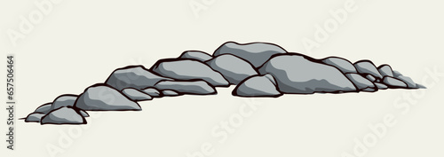 The stones lie on the ground. Vector drawing