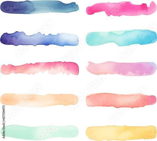 Multi-colored watercolors on a white background