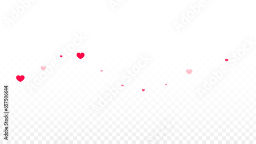 Hearts Confetti Falling Background. St. Valentine's Day pattern. Romantic Scattered Hearts Design Element. Love. Sweet Moment. Gift. Cute Element of Design for Sales or Celebration.