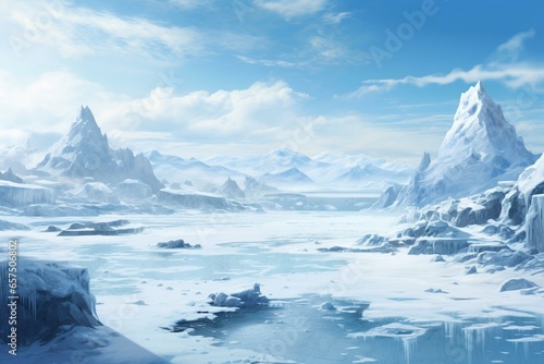 A stunning snowy landscape, transformed into a mesmerizing frozen paradise. Generative AI