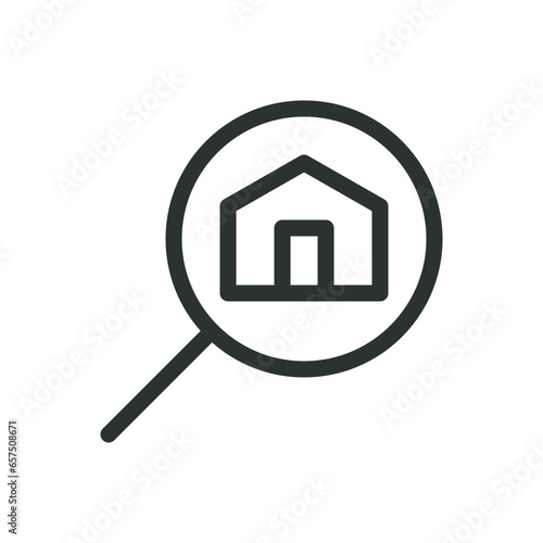 Search home isolated icon, searching for home vector icon with editable stroke