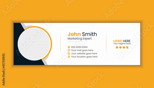 Corporate business email signature design set With , yellow and black template, email footer and personal social media cover templates with an author photo place clean and minimalist layout.