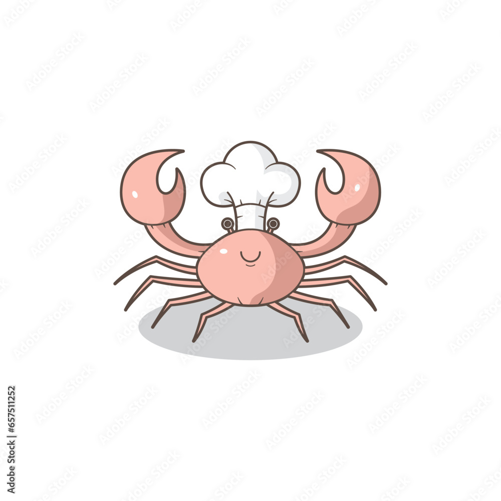 Fototapeta premium a crab in a chef's hat is smiling 01