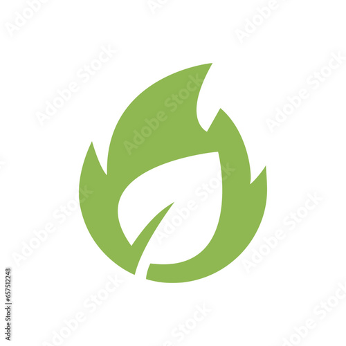 Biofuel simple logo icon in green color.