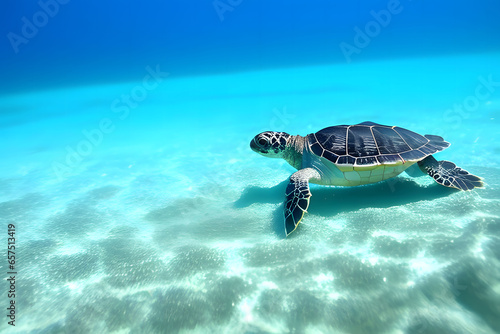 green sea turtle swimming, Generative AI © Daniel Park