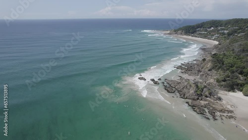 Idyllic Coast At Clarkes Beach In New South Wales, Australia - aerial shot photo