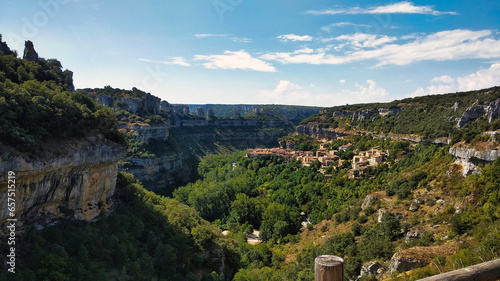 Obraz na plátně View from the Orbaneja viewpoint of Castillo Burgos, Spain