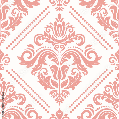 Obraz na płótnie Orient vector classic pattern. Seamless abstract background with vintage elements. Orient pink pattern. Ornament barogue wallpaper w salonie