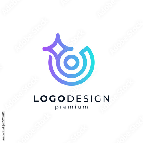colorful people and star for childcare, charity, social, education or orphanage logo design