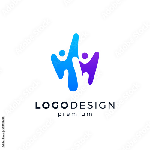 colorful people for childcare, charity, social, education or orphanage logo design