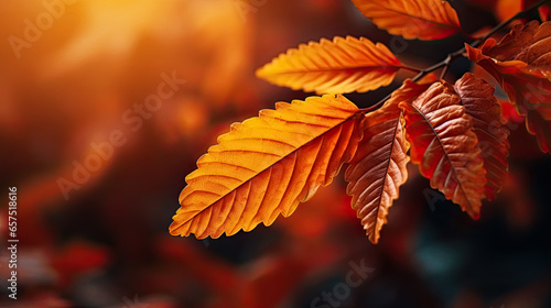Autumn leaves on blurred background  close up. Nature background.