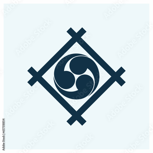 Kamon Symbols of Japan. Coat of arms of the Japanese family Kamon. japanesse clan kamon crest symbol. japanese ancient family stamp symbol. A symbol used to decorate and identify people in family.