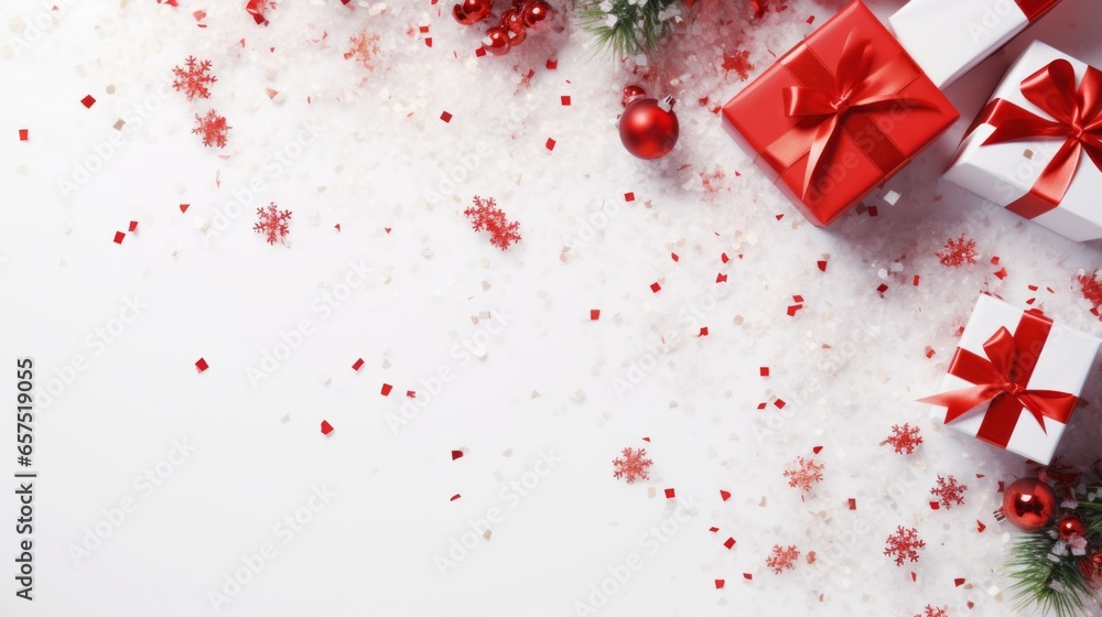 Photo of red and silver presents on a clean white background Photo of red and silver presents on a clean white background