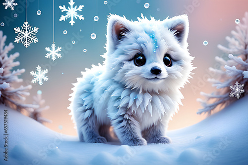 animal in snow. Generative AI