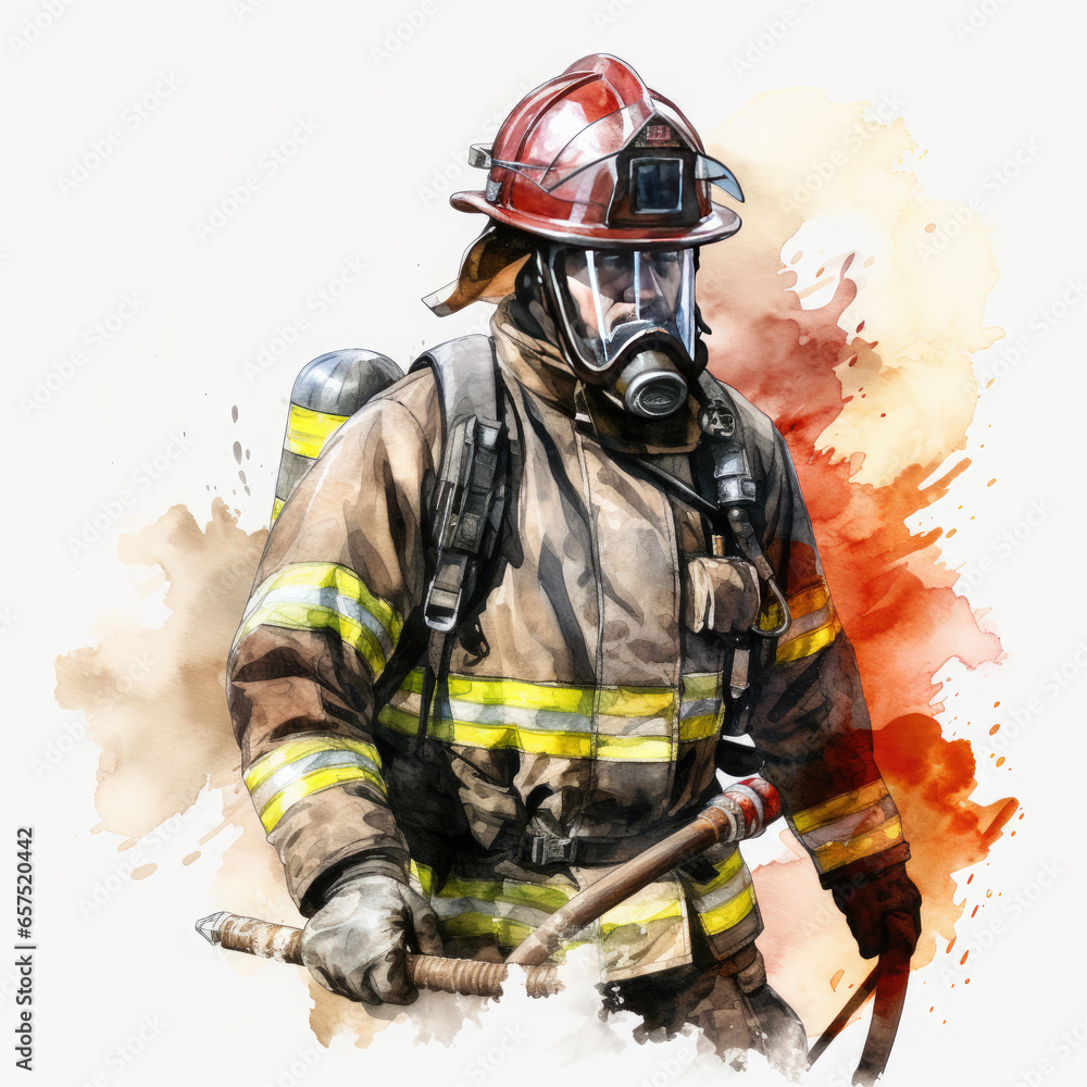 Firefighter Illustration, Generative Ai