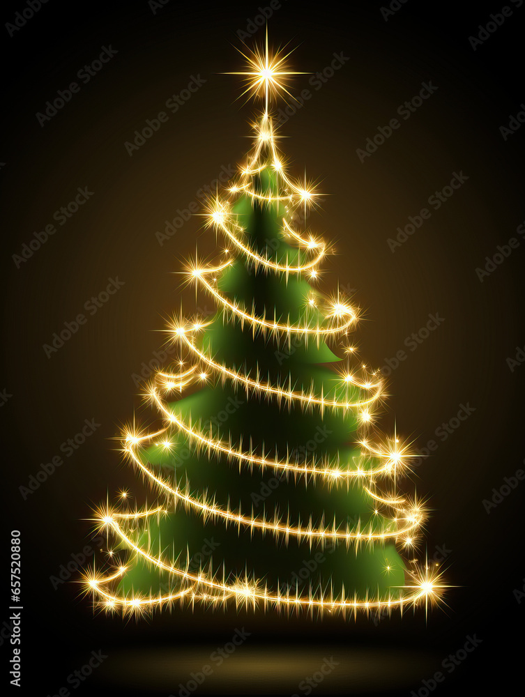 Cartoon Christmas Tree Illustration, Generative AI Cartoon Christmas Tree Illustration, Generative AI